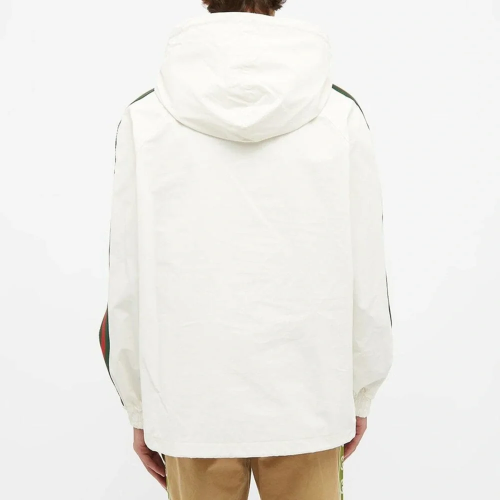 Gucci Men's GRG Stripe Vintage Smock Windbreaker in White size 48 / Large